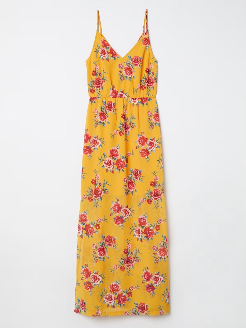 Divided by H&M mustard yellow floral maxi dress sz 12